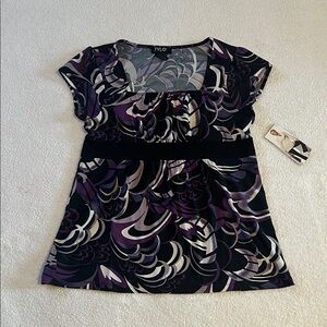 FYLO Purple and Black Graphic Top